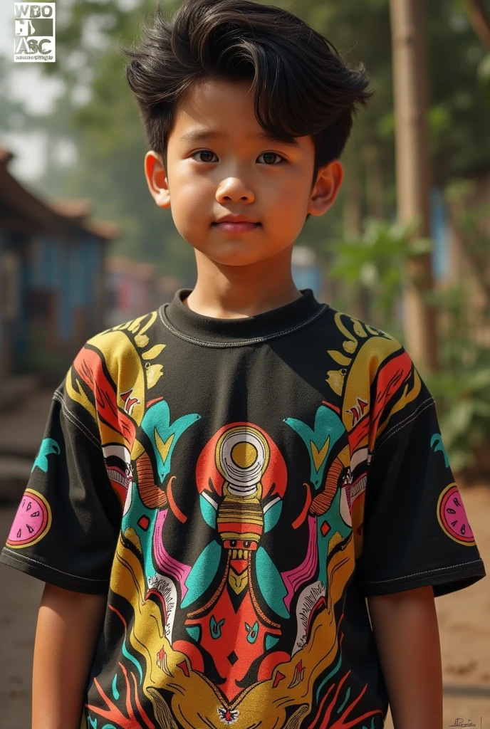 A young oriental boy with dark brown hair yellow t-shirt green shorts tattooed right legs and tattooed arms with green cap turned back