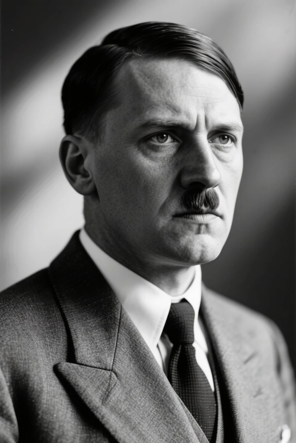 highly detailed photography of 1man, <lora:Adolph:1.5>, (3/4 view:1.2), (from above:0.75), a man, masterpiece, looking at viewer, fancy mafioso suit, (Cannon EOS R3, sharp focus), volumetric lighting, long coat, long hair,