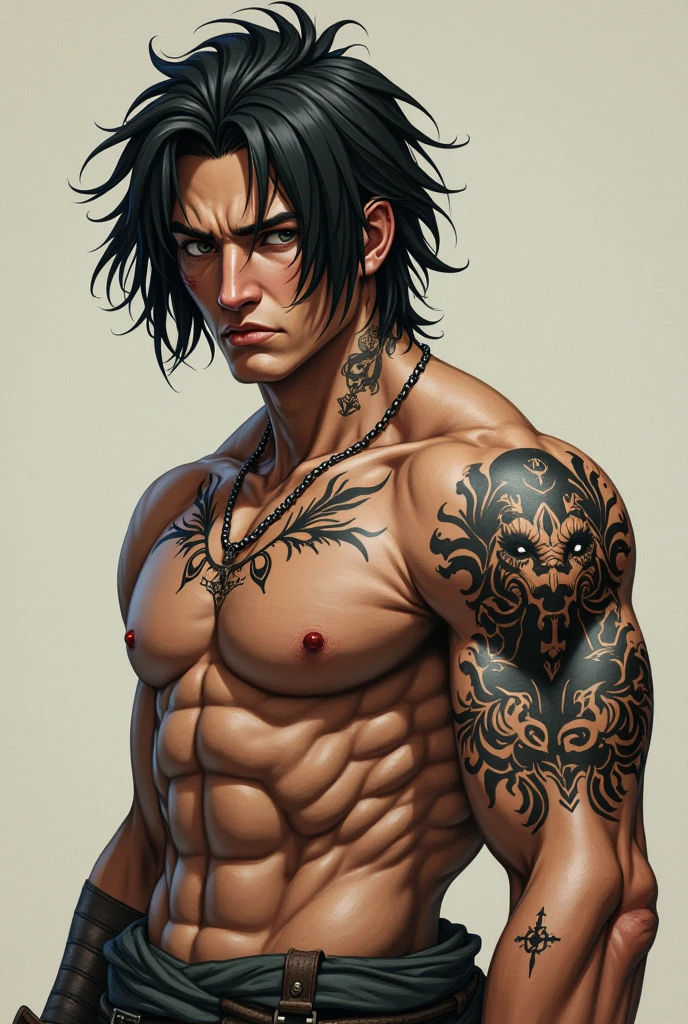 anime guy with a cross tattoo on his arm and chest, handsome guy in demon slayer art, handsome japanese demon boy, male anime character, tall anime guy with blue eyes, muscular!!, anime handsome man, handsome anime pose, inspired by Okumura Masanobu, anime boy, anime character; full body art, okata kazuto, anime character, anatomically correct, best quality, super detail, high details, high quality, masterpiece