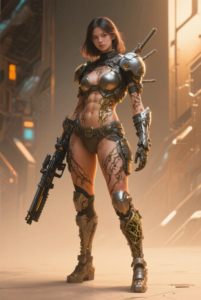 (((nsfw, line drawing, watercolor drawing, best quality, ultra detailed, masterpiece, 1 black woman 21 years old, black skin, full body, slim body, gears of war style sci-fi nsfw fighter))), ((1 black woman 21 years old, black skin, dreadlock hair, beautiful face, well-drawn face, symmetrical face, detailed hands, well-drawn hands, symmetrical eyes, slim body: 1.2, sci-fi soldier, wearing nsfw armor sci-fi, slim body, full body)), dynamic pose, combat pose, ureal engine 5, 8k, light drama, apocalyptic cityscape, proportional, symmetrical, golden ratio, artstation, Rogue, dynamic combat pose, steampunk
