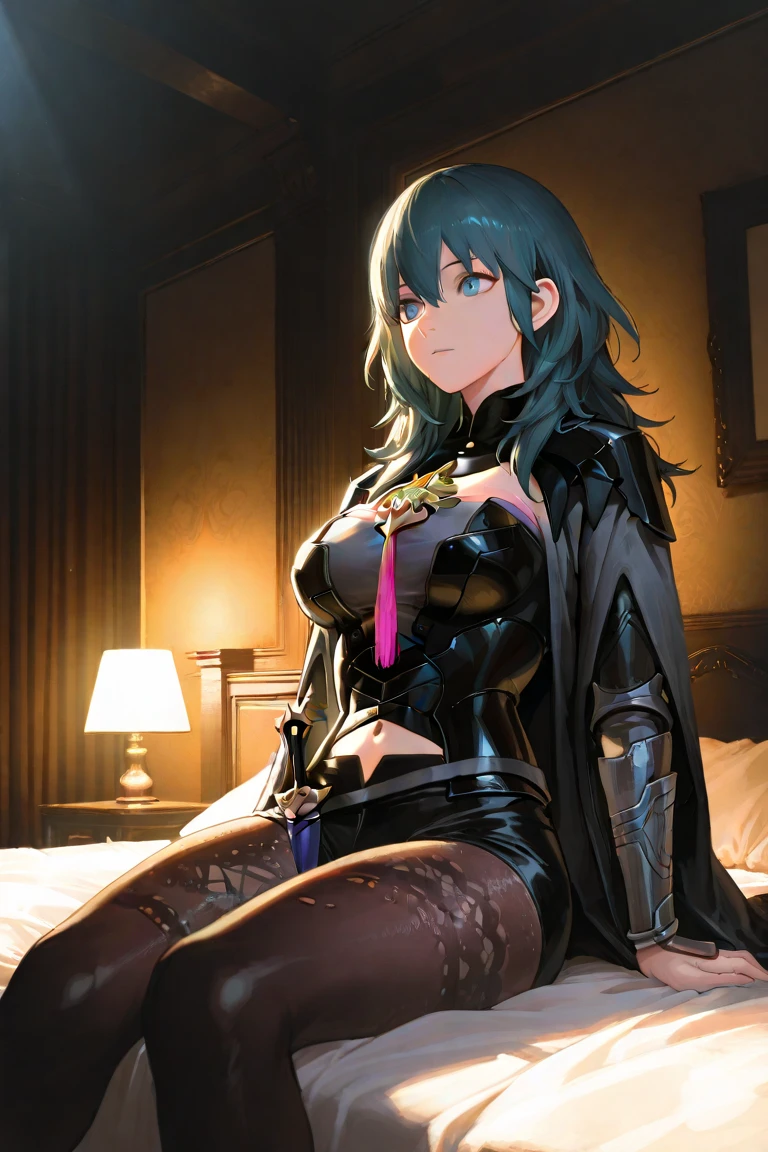 (waifu), ((sitting on giant throne)), ((huge throne)), marle barrock, ((long hair)), more background, medieval, (full body), (high resolution), (high res), great quality, mature, perfect eyes, strong shadows, detailed face, detailed abs, direct light, under light, strong jaw, massive ass, neon lights, thick thighs, long torso, wide waist, skinny torso, fit, perfect face, neon light, (tight armor), (colorful vibrant light),