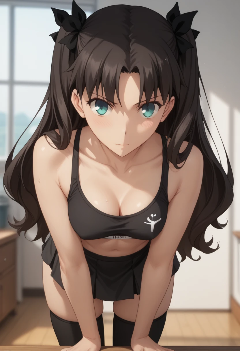 brown hair, brown eyes, long hair, looking at viewer, solo,forehead,masterpiece, best quality, photorealistic, yujiasuit, yoga sports bra, yoga pants, 1girl, solo, , yoga ball, pants, looking away, green sports bra, simple background, , midriff, long hair, breasts, green pants, sportswear, tank top, upper body,Eager Pet Pose,((((embarassed,blush))))
,ahg
rolling eyes
tongue