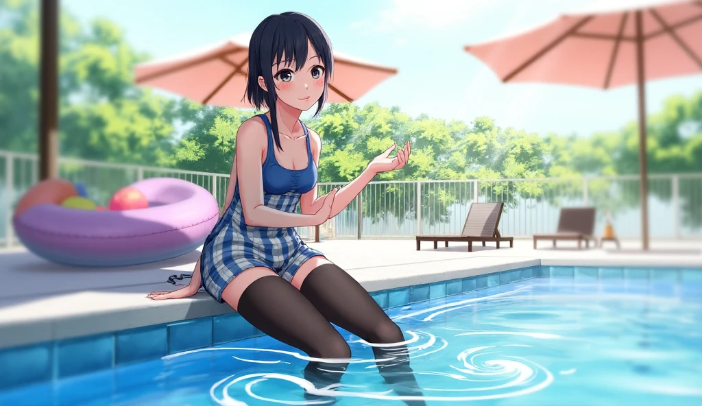 Pool、Swimming lessons、School Swimsuit、Leg spread、The soles of the feet are visible