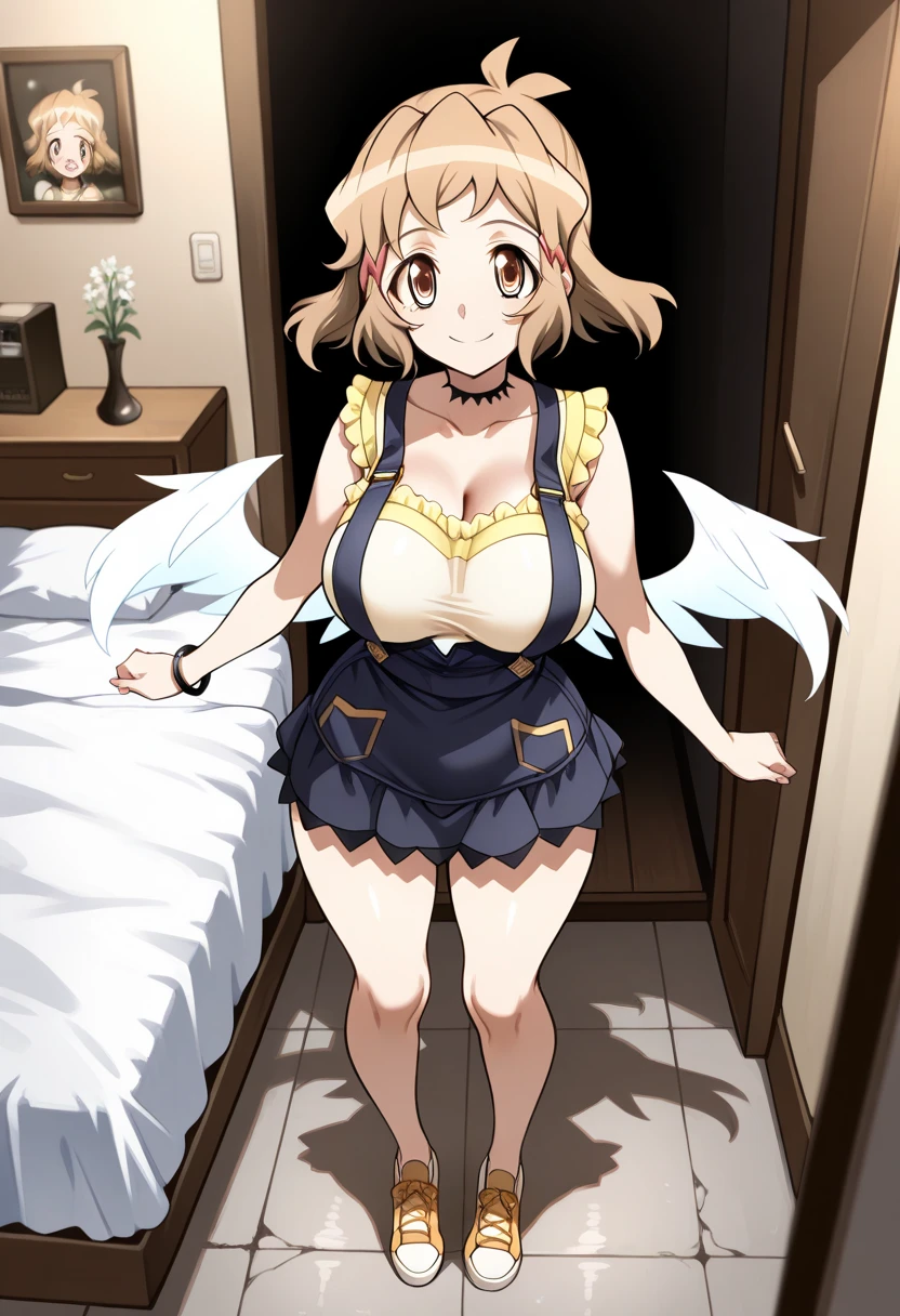 best quality, amazing quality, very aesthetic, 1girl, saber, fate/stay night, 1girl, saber, fate/stay night, , (artist official art:1.5), ahoge_hair, green eyes, steaming body, trembling, large breasts, jitome, cinematic light, official_royal_dress, dragon_horns, dragon_tail, big_dragon_wings, bent_over, on the bedroom, happy, smile, blush, night, looking_at_viewer, oily_skin, cool