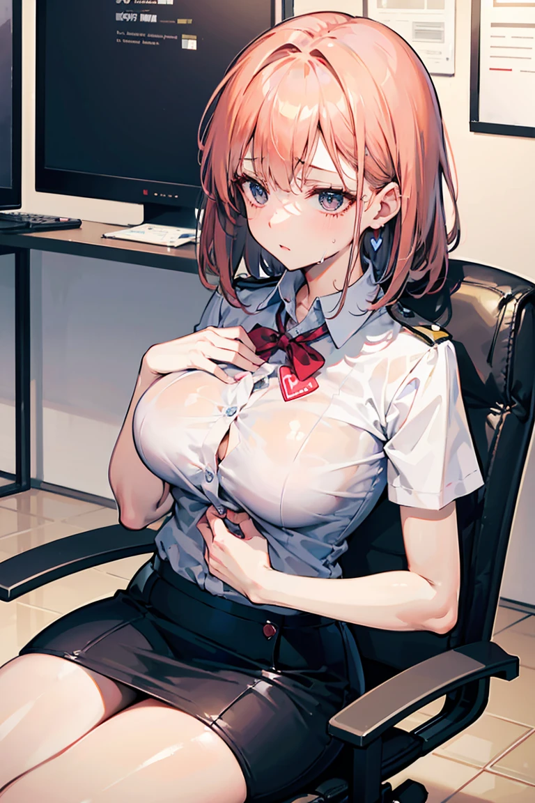 (highest quality:1.2,evil girl,cg, Very detailed, High Detail, digital coloring, High Contrast, masterpiece:1.2,, highest quality, Best aesthetics), 8k,masterpiece, cute,tall,beautiful,best quality, 1girl,brown hair,short hair,armband,wavy hair,empty eyes, (finely detailed glowing eyes and detailed face),,,,extremely detailed cg unity 8k wallpaper,solo,(latex school costume:0.9),large breasts,seductive smile,,latex thighhigh,large breasts,black hair,pink eyes,shirts, shirts,thighhigh,,,grossy lips,sitting,check skirt,sadistic smile,,heel,shiny skin,tight skirt,detailed face,beautiful body,,adult,,show me breasts,sadistic,seductive smile,,,bust shot,open mouth,necklace,office room,,burikko pose,lift skirt and show panty,legs up,shirts,,half body,from below