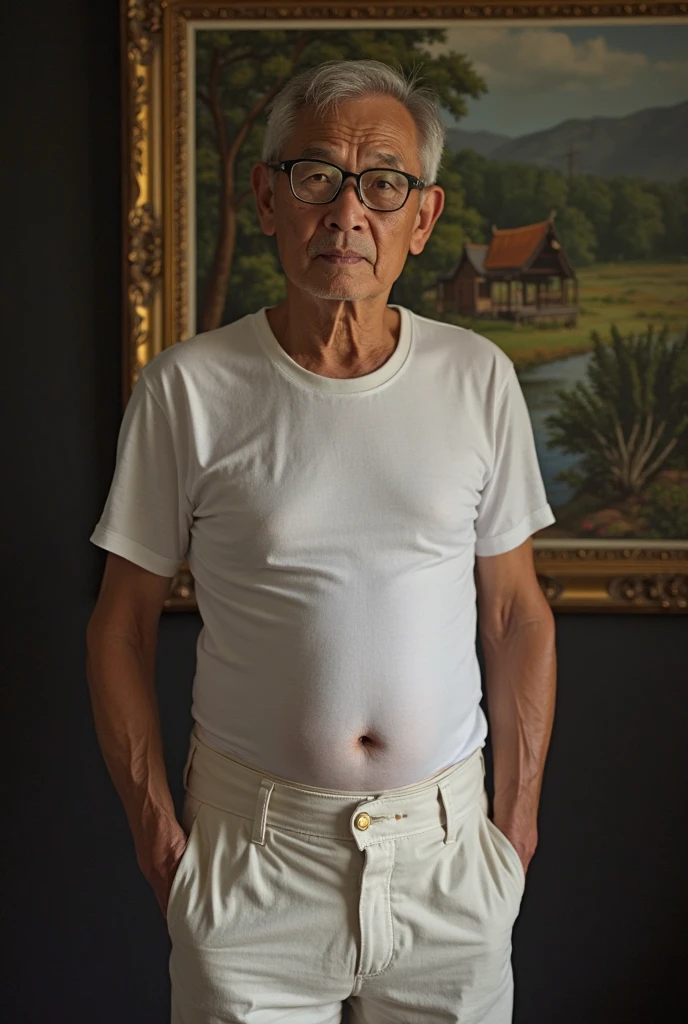 ((best quality)), ((head of&#39;artwork)), (detailed), a sensual body of japanese grandfather, height of 1,60, have sex, avec des vêtements extrêmement petits serrant ses seins énormes, et ton petit vagin, 



