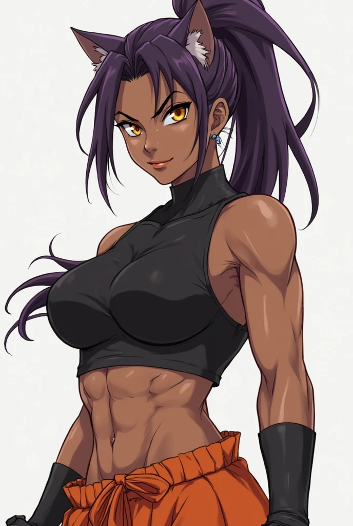 (anime) . Female (Caulifla), portrait, full body . (Masterpiece: 1.8), (64k quality), (final fantasy artwork concept), detailed (manga eyes + hair + clothes + body + face + colors + shoulders + eyes (globular + transparent + liquid) + (sharper drawings) + (shiny jewelry) + (clothes folds) + (rounded eyes) + (consistent clothes) + (clothing features) + (eyes line), better (colorful + (coarser line) + (black line) + finishing . [Drawing] (Anime (Manga (Comics))) + (Coarse Line: 1.8) + (Black Line: 1.8) + (Color: 1.8) + (Clean: 1.8) + (Contrast: 1.8) + (Black Outline: 1.8) + (adjusted colors: 1.8) + (shadow set: 1.8) + (manga eyes: 1.8) + (muscle: 1.5), ((made homogeneous: 1.3))