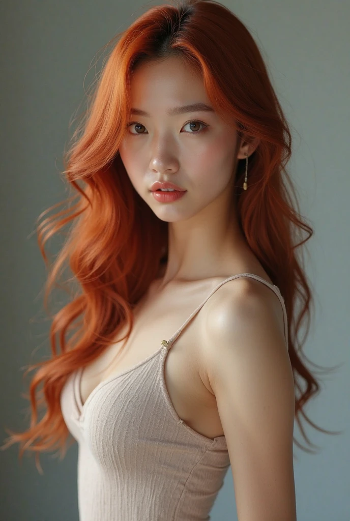 hyper-realistic photo of a woman with (((Red hair))), shown from the bust up, (((8))), with the entire upper body fully visible within the frame. Her hair must be extremely voluminous(((Red hair))), well maintained and perfectly styled. Make sure the woman is portrayed with a clear and natural expression. (((white background))), No details or distractions, just a smooth white surface. The entire upper body of the woman should be fully visible, without any part cut off. (((white background))) Use soft, flat lighting to highlight the texture and shine of her hair and skin.(((Red hair))). The photo must be ultra photorealistic, (((white background))), clear as crystal, 8K UHD, with fine details and a high quality polished finish. Make sure the entire image is sharp and in focus., no blur or softness. Use the lens at its widest aperture to achieve maximum sharpness and ensure that every detail in the image is perfectly clear and in focus..