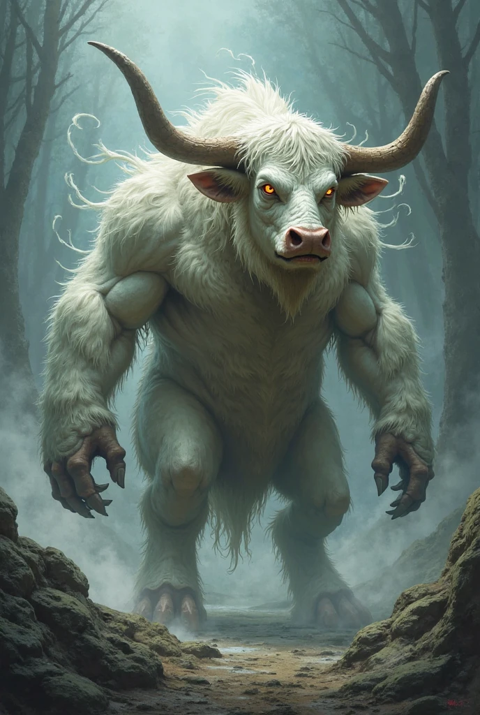 ultra-detailed, masterpiece, masterwork, high quality, best quality, hdr, (nature, night), posted on e621, (by darkgem), nsfw, male, solo, (white little body minotaur), dragon, (long silver hair, yellow eyes, white chubby body, roar), squatting, dynamic angle, (micropenis, foreskin, perfect balls, pubic hair)