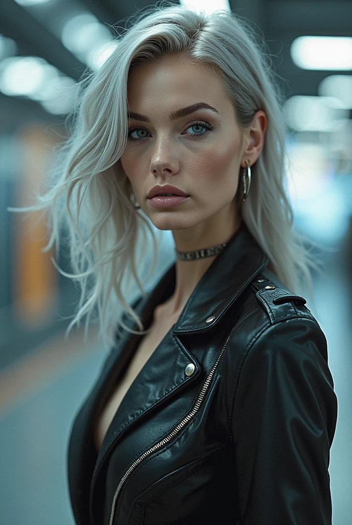 White hair, White hair, glowing hair, Detailed hair, Messy hair, Blue Eyes, beautidful eyes, extremely detailed eyes and face, Beautiful detailed eyes, Ultra-detailed, light on the face, Fair skin, a 18 year old girl, Arafe Swedish female model walks down a busy city street in a dress., Fashion model ratio, sunglasses that shed tears, digital art, In Paris, standing in paris, Street photography in 4x5 style, Street Photography, street photography style, Filmed with Hasselblad, Filmed in Hasselblad, ((Anamorphic lenses)), (lens flares), chanel advertising, In Times Square, Street Photography, Street Photography, kodak 400tx, mesmerizing, ((Black and white photos)), (Big stature)