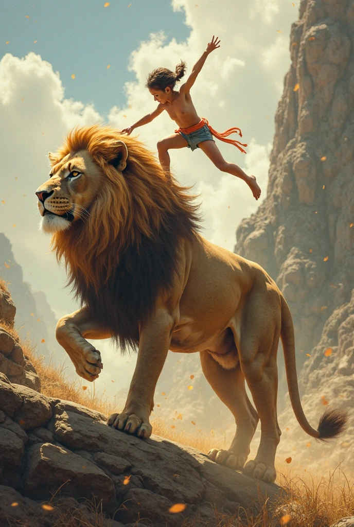 The boy who dared to climb on you, abandoning his friend in front of the lion.
