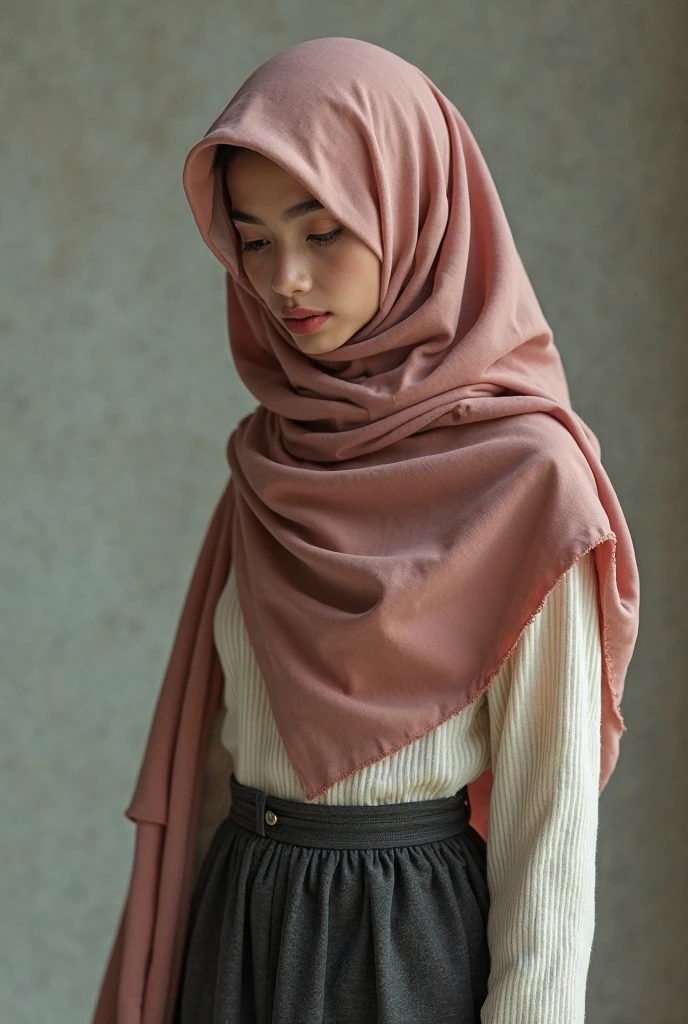 Young Malay girl college student portrait photography taken using canon EOS-1D X Mark III, eyewear, student id tag with lanyard, cowboy shot, garden background, bokeh, white fair skin, bright lighting, beautiful malay girl, curvy body, pastel color shawl style hijab, high quality, ultra detail, 8k, realistic,