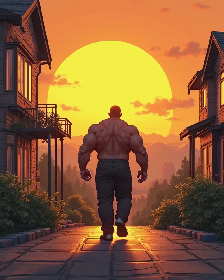 A rear view portrait, from the distance, full body photograph mid age man heavy bald Strong, muscular, bodybuilder, walking at the beach completely naked, back view, he has a hairy back, epic realistic, photo, faded, neutral colors, ((((hdr)))), muted colors, intricate scene, artstation, intricate details, vignette --auto --s2
