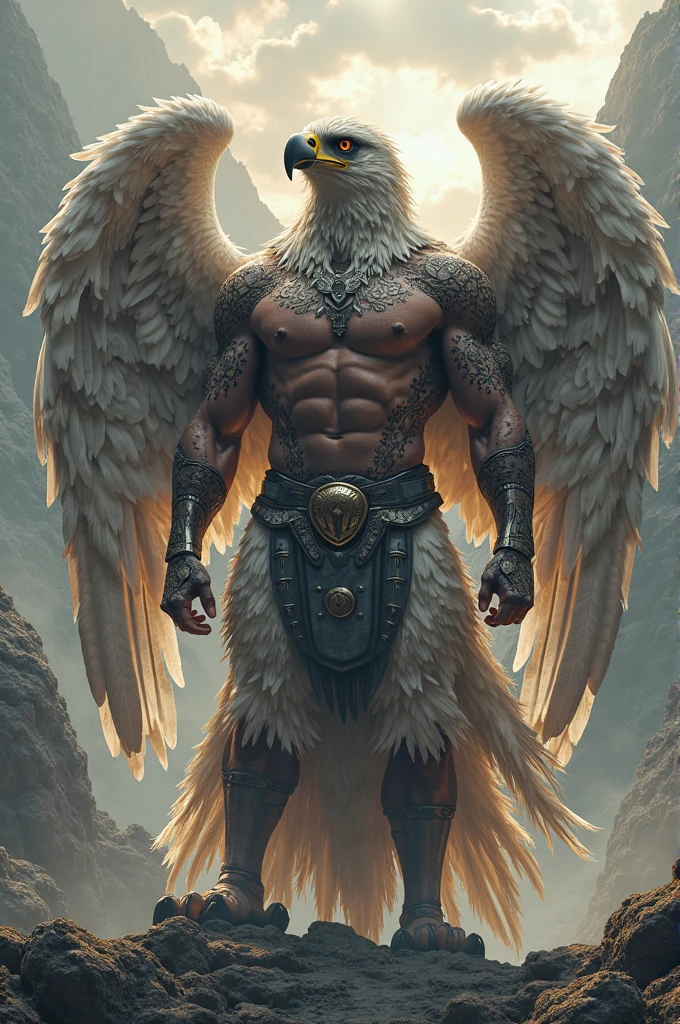 a male being with eagle feathers