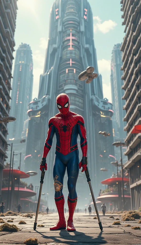 Spider-Man is standing at the red light square and giving stop instructions to the traffic  in the traffic police dress and wear a traffic police cap  (full image)