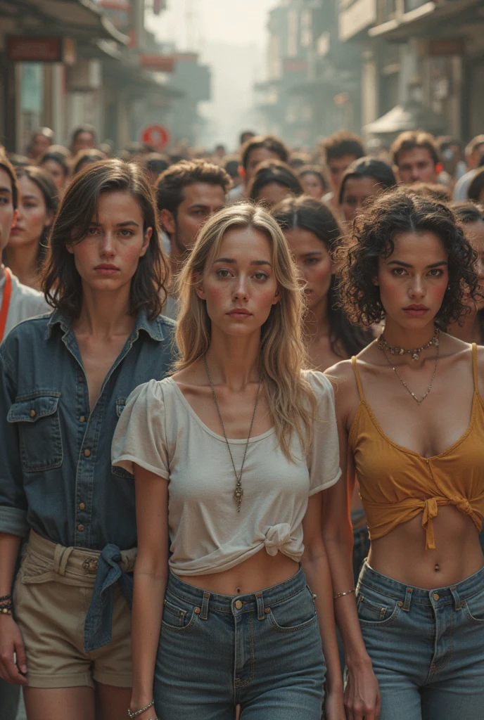 8k, best quality, works: 1.2), (realistic, photo-realistic: 1.37), very detailed, (7 girls), five homeless woman sit in shabby clothes like beggars in front of a Moldovan landmark looking at the viewer, young Moldovan women, vibrant Moldovan city, breasts, beautiful eye details, (torn dress: 1.1), ((sexy)), (shabby brown bikini), curvy body, (full body), standing, sexy,
