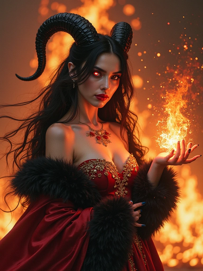 ((A very beautiful demon queen,Luxurious Long Dress Skirt,A detailed face,A large amount of lava flows in the background,Lava flowing in large quantities,Giant Devil Tiara,Big Princess Dresses,Final form as a complete demon,The Devil's Masterpiece,Huge and intricate demon wings,Big Devil's Horn,Realistic and big horns,Creepy horns,Wings with a very elaborate texture,Wings with a very complex texture,Creature wings with a very realistic texture,Wings of a terrifying monster,The most intricate and luxurious gothic dresses,Bright red lipstick,Mouth dripping with blood,Red Eyes,The most gorgeous princesses dress up with achievements,The most beautiful princesses in the world,Spooky and beautiful demons,The cutest face,Intricate and solemn black dress,The background is intricate and detailed volcanic lava, Evil and beautiful demon,The most majestic appearance of the Demon Queen,Huge Queen Tiara,The most complex depictions of demons,Accurate reproduction of perfect demonic details,The appearance of an unimaginably gorgeous demon,The unimaginably huge and beautiful appearance of the demon)),((Lava erupts violently,Lava splashes,Glowing lava,Sea of lava,lava river,Lava flowing out in large quantities,Stand in the crater of a volcano,Realistic and complex lava)),((Most beautiful face,Half Japan and half Spanish,The happiest smile,Beautiful wavy hair,The most luxurious and intricate dresses,The biggest smile staring at the camera)),(eyes glowing red,Glowing red eyes,Glowing red eyes)),Chest that seems to burst,A dress that tightens the waist,Slimed,Colossal tits,Emphasize body lines,Giant wings of the devil,masutepiece,8K,very intricate,ultra-detailliert