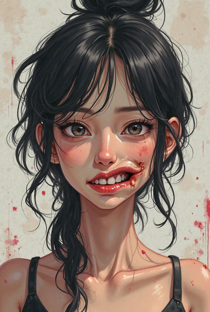 Illustration of a girl covered in sperm