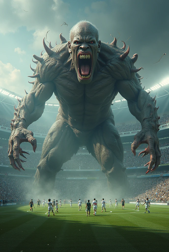 Giant Black Monsters Taking a Football Stadium Out of the Ground and Eating It