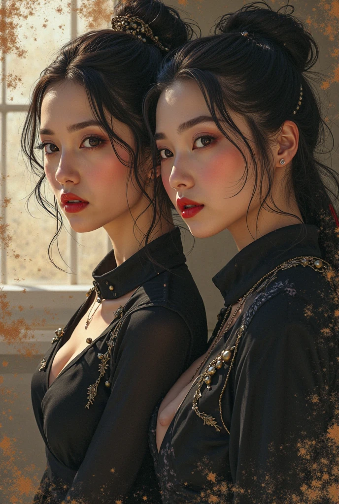 good hand,4k, high-res, masterpiece, best quality, head:1.3, (Korean K-pop idol), finely detailed skin, sharp focus, (cinematic lighting), collarbone, morning, soft lighting, dynamic angle, [:(detailed face:1.2):0.2], armpit crease, thigh gap, red clothes, slender, medium breasts, cleavage,
An award-winning waist-up photo featuring two male Peking Opera performers from rural China in the 1980s performing a fight scene with lightsabers from Star Wars, against the backdrop of a yellow soil slope in rural China. The photo has high contrast, glowing skin, backlighting, bloom, chromatic aberration, and sharp focus.