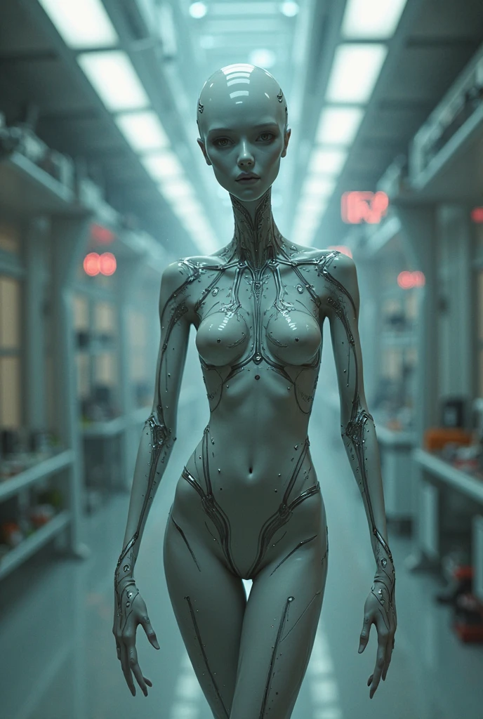 nerdphoton1, (skulls :0.3) ,(blood vessels attached to tubes),(biomechanical vertebra attached to the thorax),((biomechanical cervical attachment to the neck))
((obra-prima), (melhor qualidade), (ultra-detalhado),    
fantasia, scientific fiction, horror, ((vista frontal)), alien
Realistic, intrincado ((biomechanical detail)), (detalhes em metal),  Estilo cyberpunk, Neon light, 
work-πrima, Foto premiada, ogue style, Quarto escuro, luz fraca
