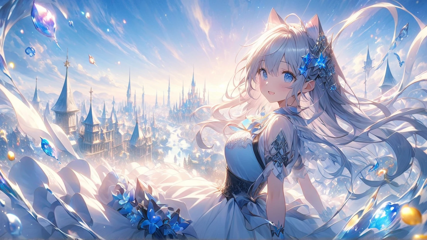 Browsing Caution, (Calm Tones), delicate, detailed, masterpiece,(colorful) figure,(colorful) Particles of light, Lens flare, Fox Earsとキツネの尻尾を持つ女性,smile, a Fight for space and existence, Fight,city,wood,Rabbit, Side bust,shoulder,Cleavage,Without sides,Thighs, Cowboy Shot, close,From above, Dynamic Angle, Dynamic pose, artistic, memorable masterpieces, A historic moment,(Fantastic and enchanting scenery) , delicate, detailed,Warm cat, (masterpiece:1.2),(Highest quality:1.2),up to date,複雑なdetailed, Fox Ears, Ear hair