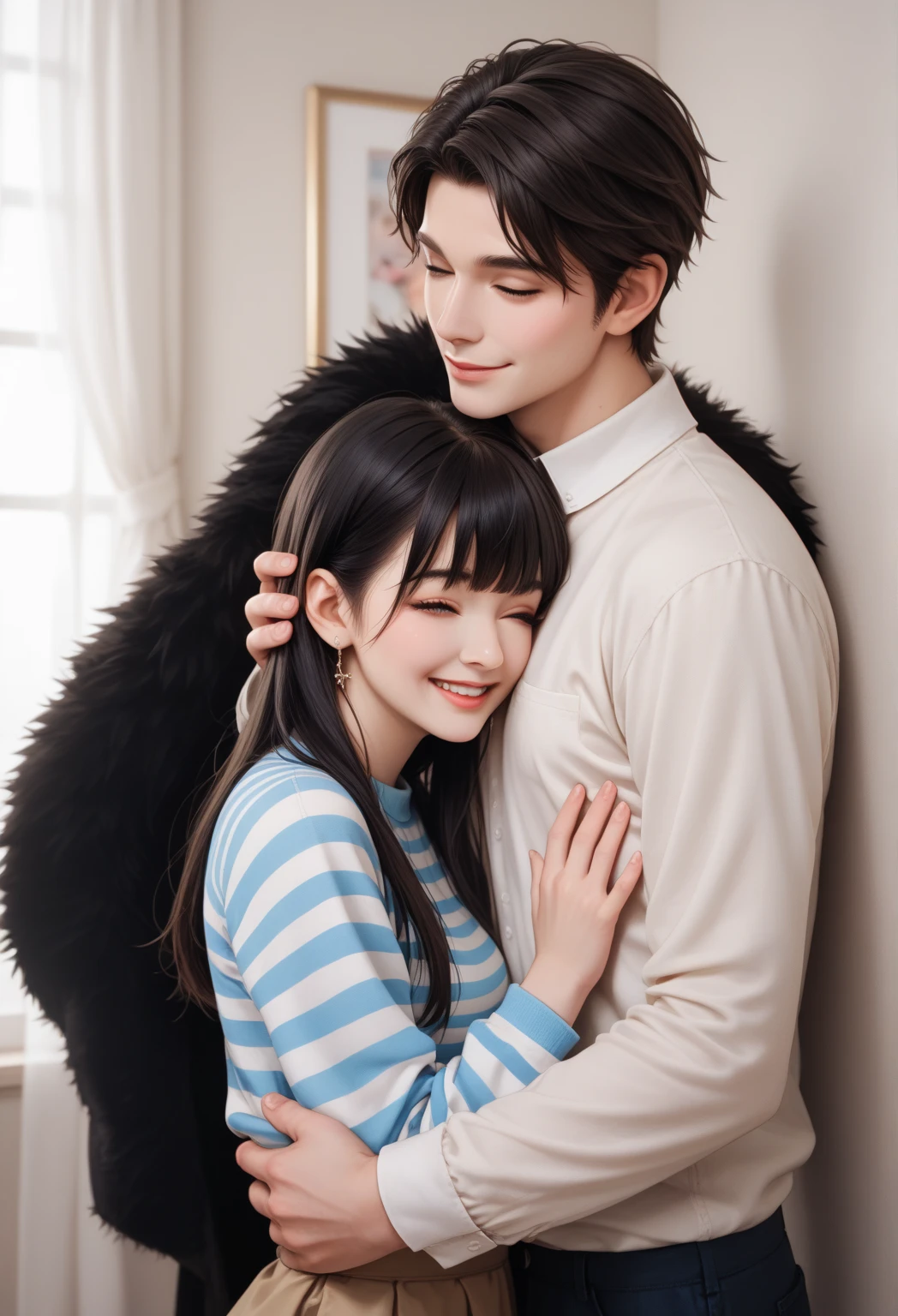 A young man and woman in love，The two are very in love