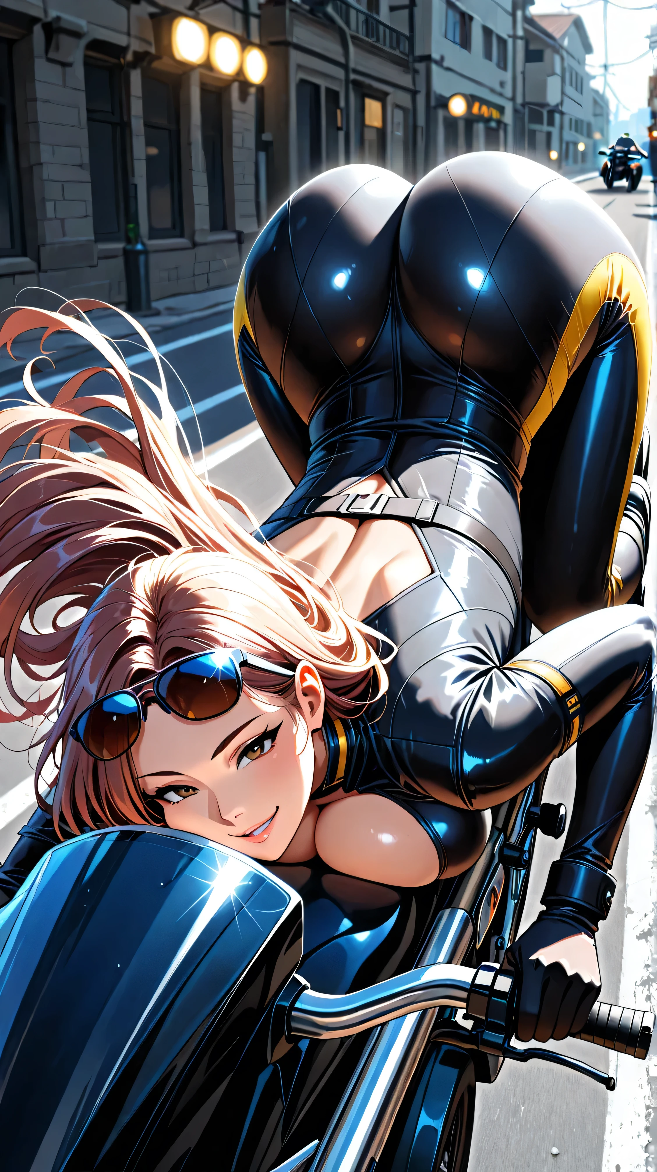 1girl,mulher solo, vestindo roupa cyberpunk +Traje de Venom+Traje do robocop, Broken pieces with gold pieces,meio humana meio robo,Simbionte, cabelo moicano, cabelos azuis, messy hair, olhando diretamente para o espectador, Venom maravilha,She's on an 80's farm, with many machines, iluminacao radiante, galinhas, trator 4 rodas, traje do venom , fazenda, ((Cidade, antiga)), 16k, UHD, best possible quality, Ultra Detalhado, best possible resolution, Motor Unreal 5, fotografia profissional, she , (((Action pose with interaction and leaning on a 4-wheel tractor +ferramenta na mao+machado+encostado trator))), Melhor_Hands, mais detalhes, ((corpo inteiro)),Detalhador Furtástico