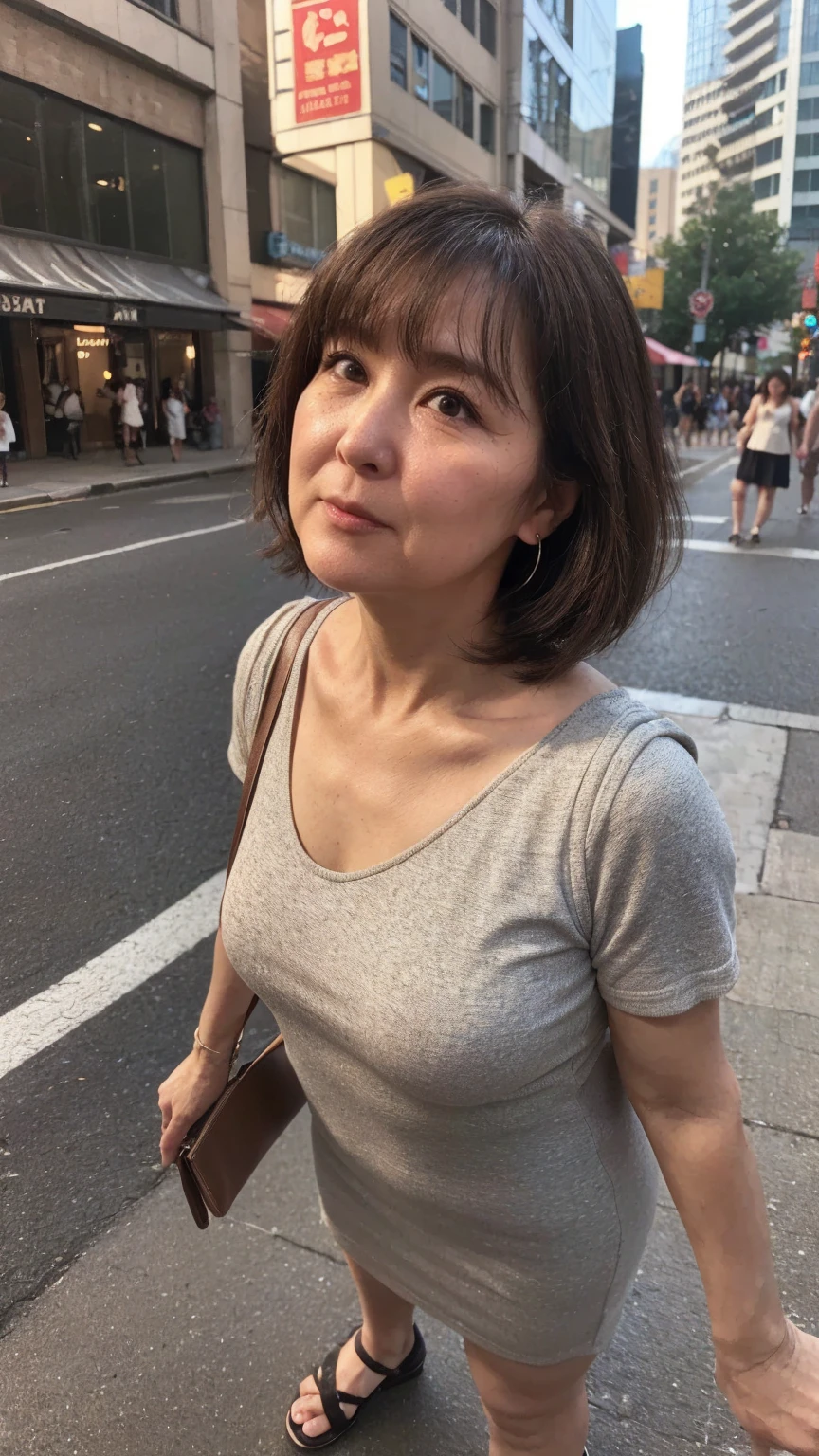 Age 35、Mature attractive woman、Large Breasts、knit、On the street、（Ultra HD）((highest quality))
