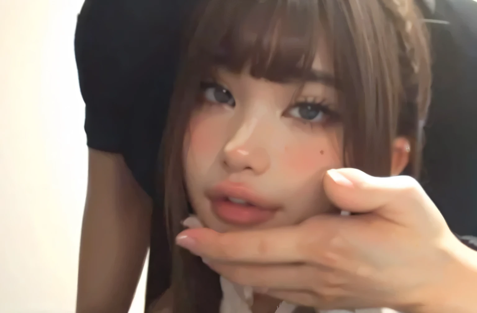 finest, masterpiece, High resolution, A pretty 20-year-old girl and a boy with an erect penis、、close up of face、random hair、Unbutton your jacket to reveal your nipples（small nipples、areola pink）、small breasts（:2.0）.giving a blowjob to a young man&#39;s penis、Shota、have sex with a woman&#39;s mouth、embarrassed look、Detailed and realistic penis in mouth、dynamic angle、