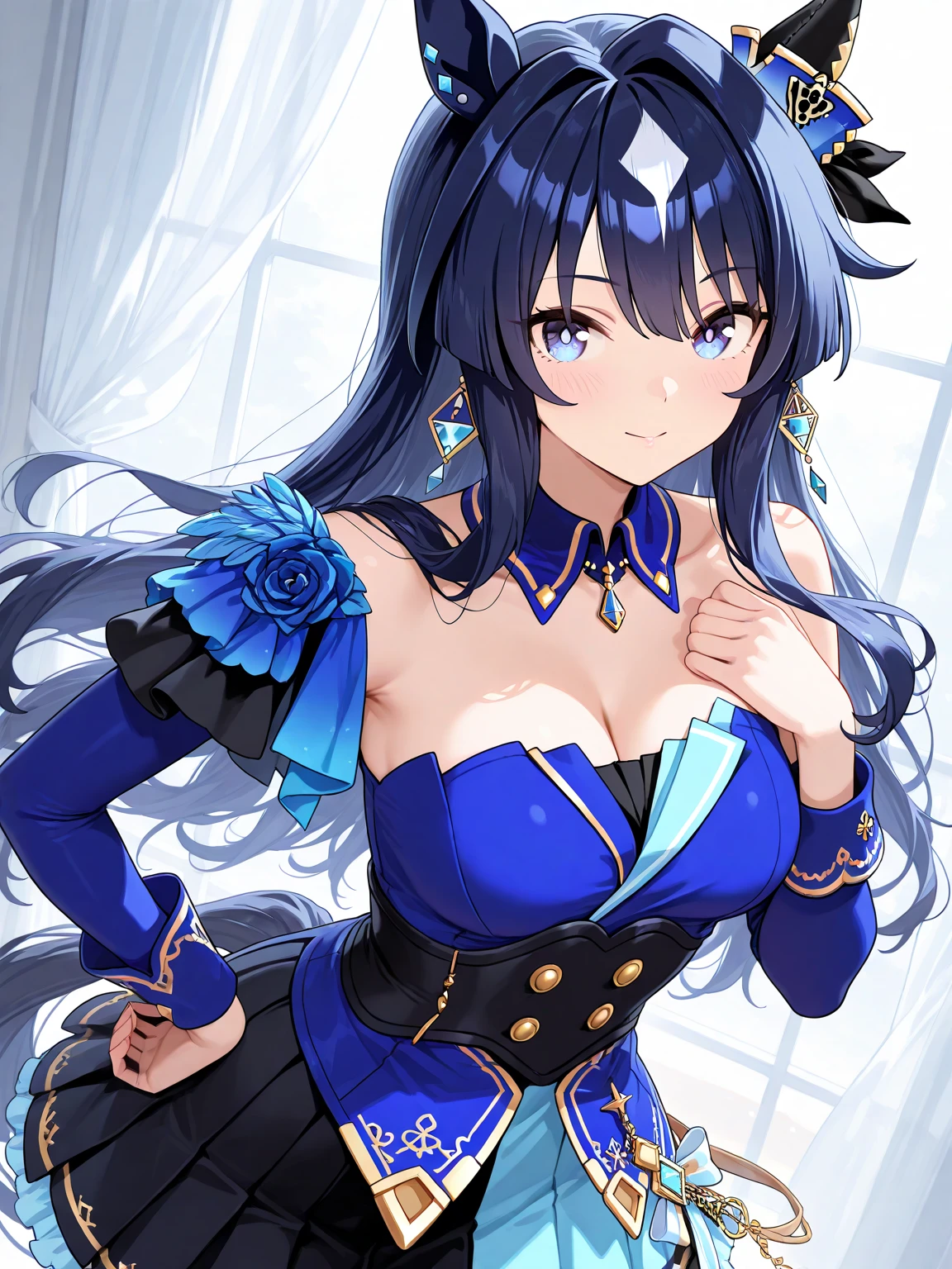 Great quality ++ High resolution extremely detailed, very aesthetic, expressive eyes, perfect face, face symmetrical, good anatomy, perfect hands, 8k, UHD, HD wallpaper, high quality, Ultra detailed, ((((1girl)))), (((1person))), ((((Date A Live)))), (((Miku Izayoi))), (((Long hair))), (((Light Indigo hair))), (((Silver eyes))), (((heavy makeup housewife))), (((housewife dress))), (((stepford))), (((stepfordized))), yellow dress, white polkadots on dress, long gloves, elbow gloves, hair up, hair bun, (((hypnotized eyes))), earrings, smile, blissful, happy, wearing lipstick, wearing makeup, purple eyeliner, blush, tall image, tall hair, bige breasts, small waist, looking at viewer, swirl eyes, big lips, thick lips, hair in bun, hair up, necklace, tight dress, swirl eyes, (((hypnotized eyes))), tall image, thin waist, cute, side angle, big pupils, open mouth, house background, center angle, beehive hairdo, (((house background))), ((((center angle)))),