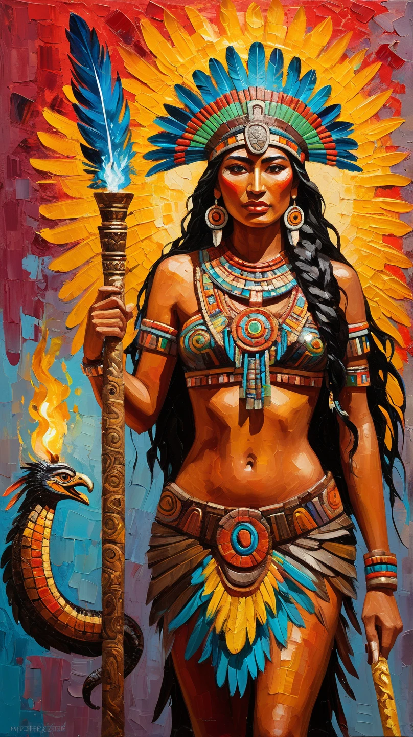 Clothingless Mayan priestess with elaborate feathered headdress, obsidian stone jewelry atop a Yucatan Mayan pyramid on a starry moonlit night, arms raised to the sky, very beautiful face Mexica. Serene stellar cyberpunk. Beautiful night lighting from the Mesoamerican periodrealistic, detailed, historical, perfect image, distant view of dark jungle.