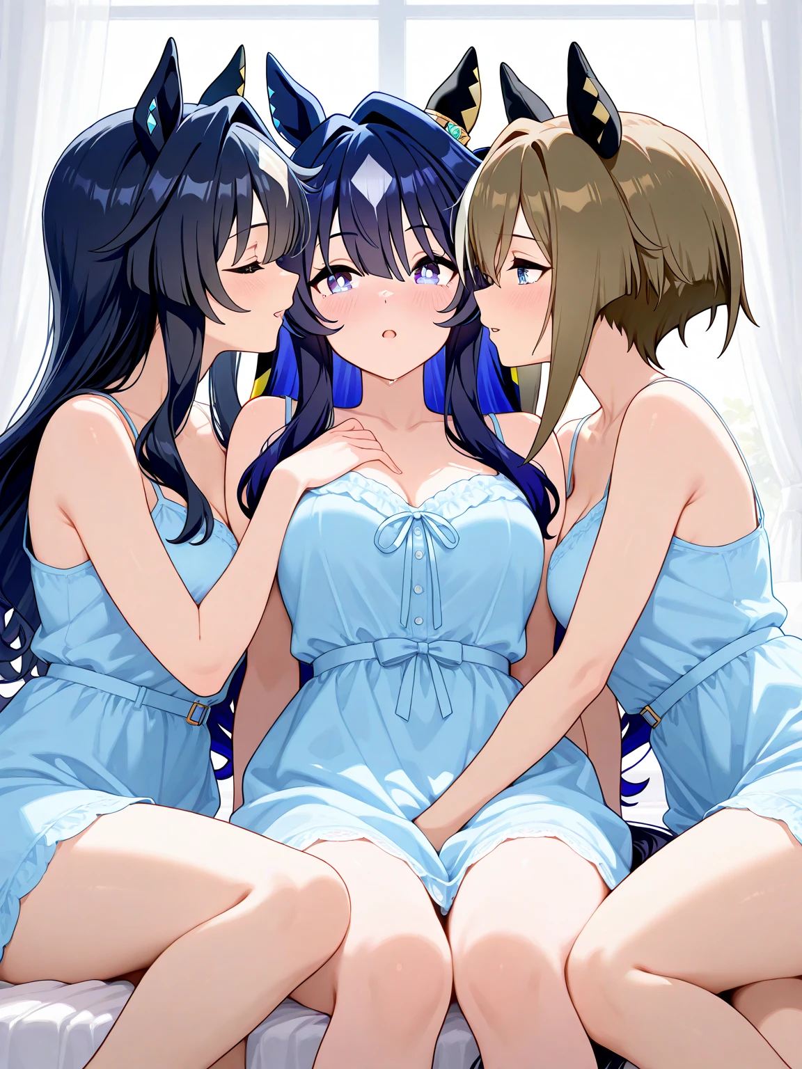 woman、No underwear、Butt、Sweaty、4girls