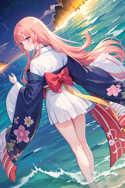 Yae Miko grabbed her chest with both hands，nakeness，Ultimate temptation，extreme hight detail，Naked。tmasterpiece。Swim in the sea