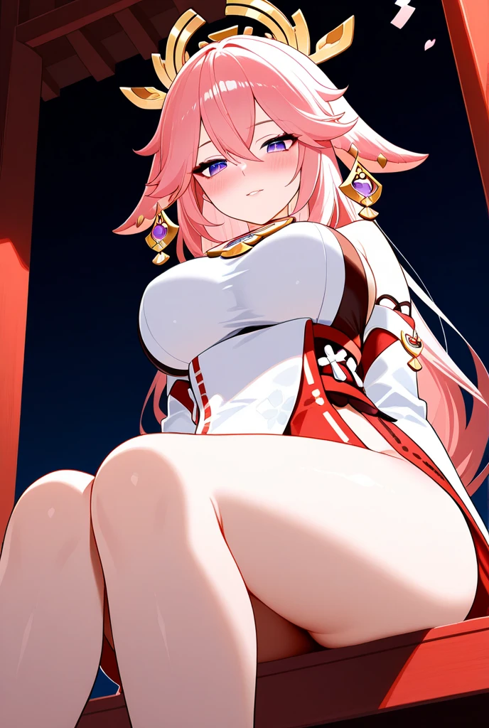 Anime background art, bottom of room, one bed, lying on a bed, beautiful anime scenes, 4K anime art wallpaper, 4k anime art wallpaper, Rosla global illumination, anime girl, 1 girl, LORA similar, miko costume, half naked, hair accessory, long hair, beautiful face, perfect hair, perfect face, showing her vagina, perfect vagina, hairy pussy, pubic hair, a lot of hair on the vagina, a lot of pubic hair, open legs, close vagina, pink hair, purple eyes, a lot of pubic hair, colored pubic hair, pink pubic hair, colored pubic hair, pink pubic hair, more pink pubic hair, perfect anus, perfect eyes, perfect red eyes, see vagina, white short stockings, stockings on both legs, naked vagina, bare vagina, view of the pubic hairs, very hairy pussy, perfect pussy.