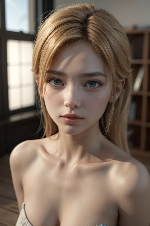 Woman, 1girl, cabelo loiro, blonde hair, cabelo longo, power \(Csm\), olhos amarelos, dentes afiados, symbol-shaped pupils, pupilas em forma de cruz, evil grin, imagem espetacular, rosto corado, cena de corpo inteiro, completely naked, fully naked, small breast, chifres, chifres vermelhos, (Antecedentes detalhados: Jardim, Noturno, fora), standing pose, Corpo molhado, pele brilhante, rosto detalhado, olhos detalhados, anatomia perfeita, bichana a mostra, virilha inchada, cowboy shot, dynamic pose, Illustration of perfection, Dynamic, altamente detalhado, de frente para o espectador, lewd expression, POV de cima