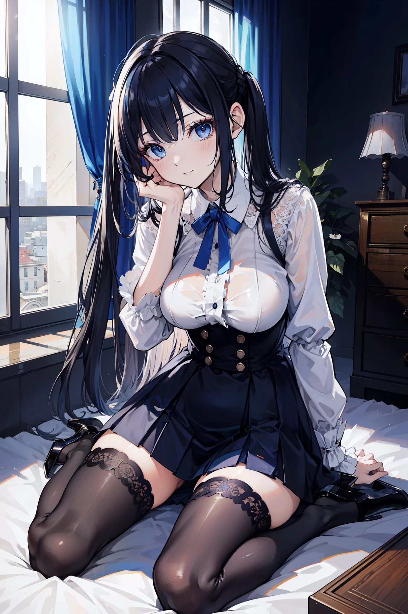 ((highest quality)), (be familiar with), perfect face,??????,happiness,I'm in a luxury hotel,Black blonde,((long hair)),transparent skin,white skin,light Black eyes,Bewitching,white breath,very detailed, breathtaking, Detail up,sharp focus,nsfw,gundam gigi,((pubic hair)),big breasts,pointy breasts,white dress,black choker,1boy,vaginal,???,woman on top,Pussy,?????,((love juice)),((Sweat)),triangle earrings,pink rouge