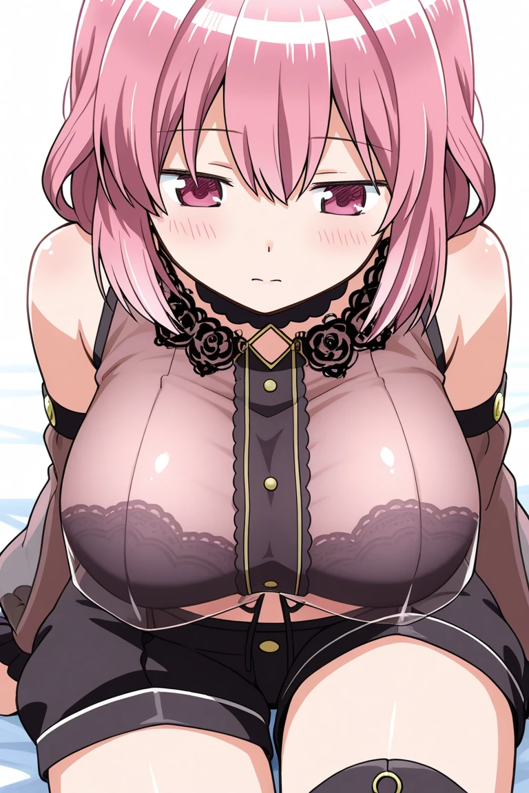 ichikanakano, ichika nakano, short hair, bangs, blue eyes, hair between eyes, pink hair, earrings,
BREAK (pantyhose,pink pleated skirt,gothic dress, cleavage,glasses and fake clothes:1.2)
BREAK happy, erotic, hentai,looks at viewer, BREAK (masterpiece:1.2), best quality, high resolution, unity 8k wallpaper, (illustration:0.8), (beautiful detailed eyes:1.6), extremely detailed face, perfect lighting, extremely detailed CG, (perfect hands, perfect anatomy),