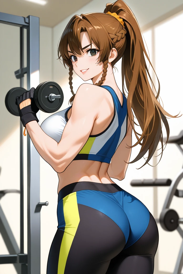 Aerith Gainsborough shows her thick juicy ass and perky boobs while wearing a tight thong bikini and boxing gloves in her gym room