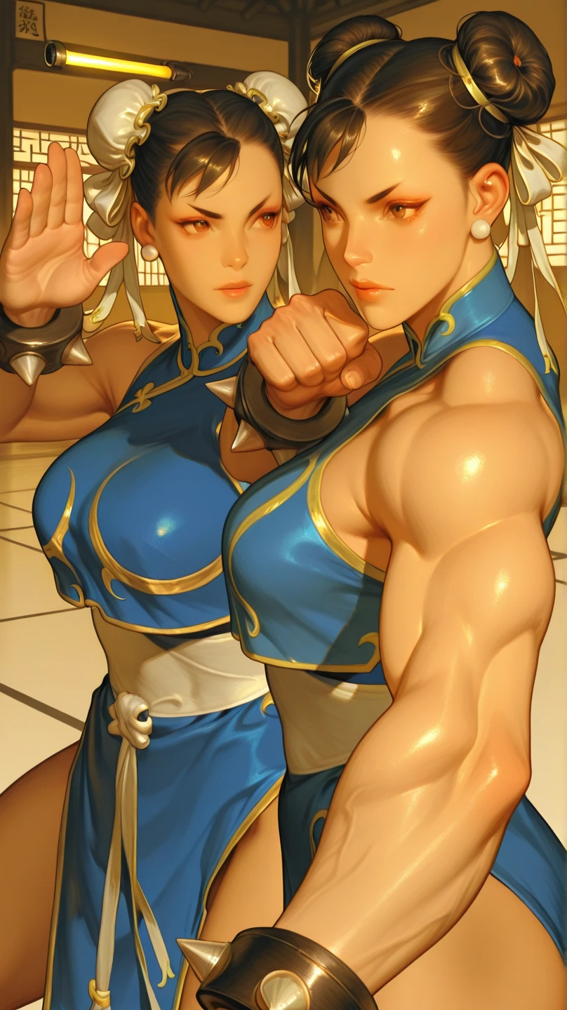 Street Fighter, chun-li,cammy,group picture,multiple girls,5girls,looking at viewer ,realistic,shiny skin,gigantic breasts,(beautiful face:1.1),(masterpiece, high quality:1.2) gigantic breasts, motherly, porcelain skin,mature female,