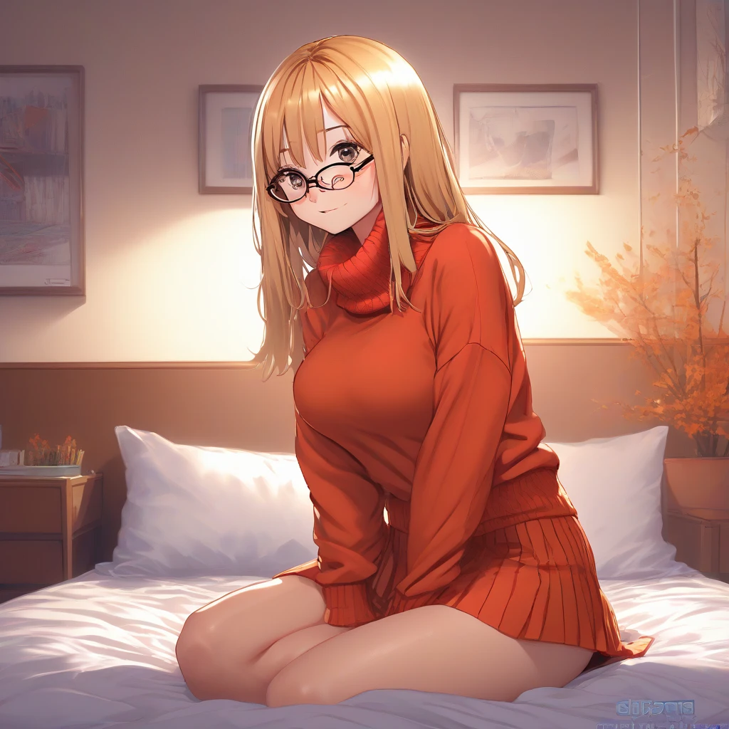masterpiece, best quality, <lora:jihlnabaat-nvwls-v1-000009:0.9> jihl nabaat, glasses, large breasts, ribbed turtleneck sweater, sweatpants, sitting, couch, indoors, fireplace, furrowed brow, green eyes, hands on own knees,