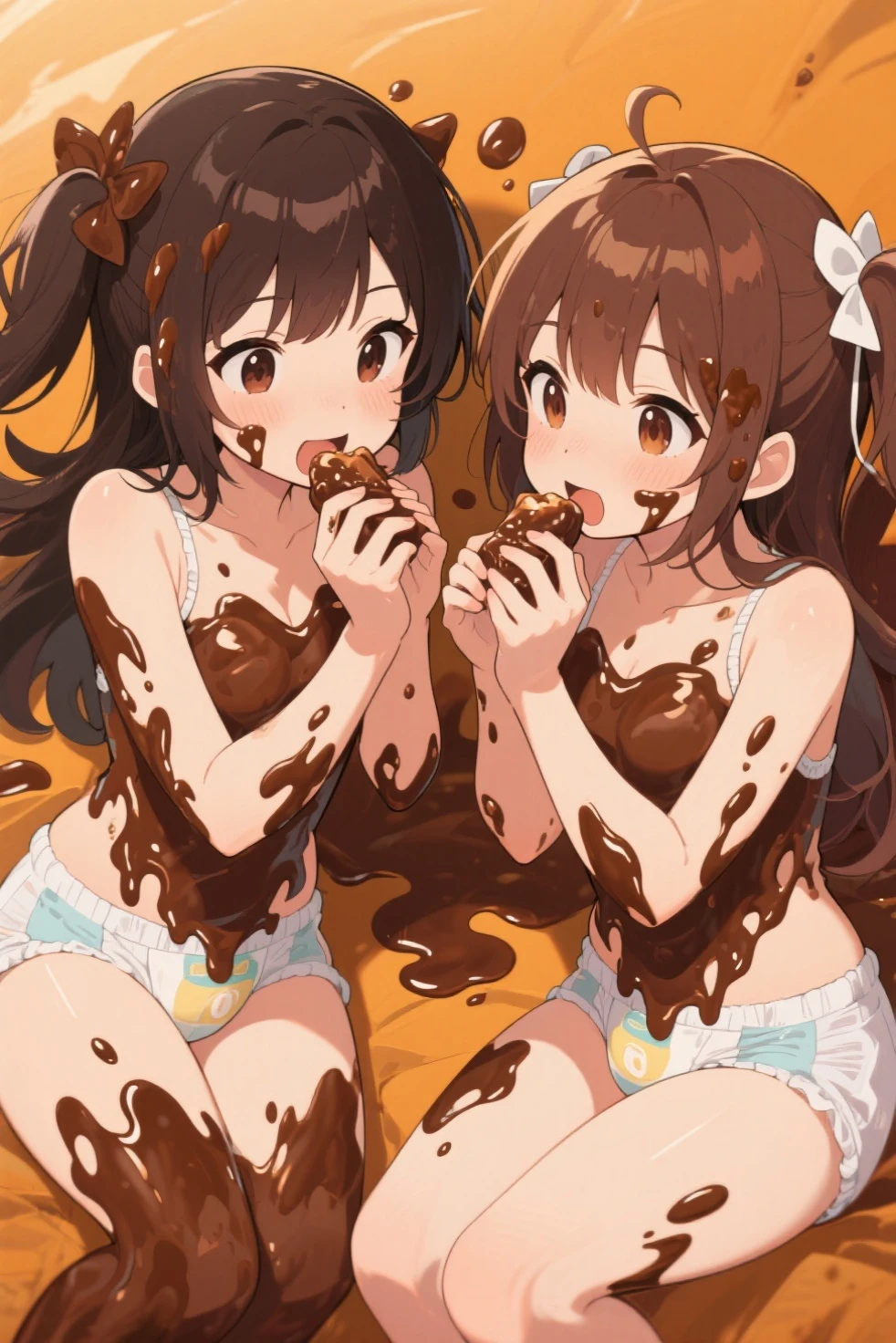 ((Best Illustration:1.2), (masutepiece:1.2), NSFW), (5 married women:1.2), (Smile:1.5), (fullnude:1.2), (lesbian:1.2), (Touching:1.5), (licking:1.5), (Caressing each other:1.5), (Futanari:1.8), (hand job:1.5), (crotchless bikini:1.2), (Chincus:1.5),