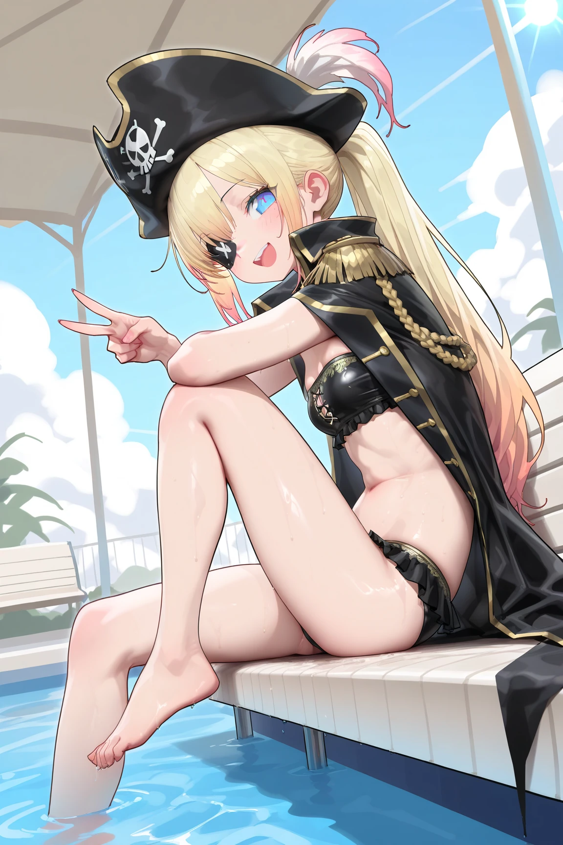 (masterpiece:1.2), best quality,pixiv, soft,
jeanne d'arc (granblue fantasy), 1girl, breasts, solo, swimsuit, blonde hair, bikini, flower, long hair, hair ornament, hair flower, looking at viewer, blue eyes, official alternate costume, sitting, cleavage, see-through, ponytail, sword, ahoge, large breasts, bare shoulders, water, bangs, purple bikini, parted lips, weapon, hairband, nail polish, shiny, very long hair, purple nails, blush, shiny hair, collarbone, wet
<lora:soft_20230707135603-000018:0.9>