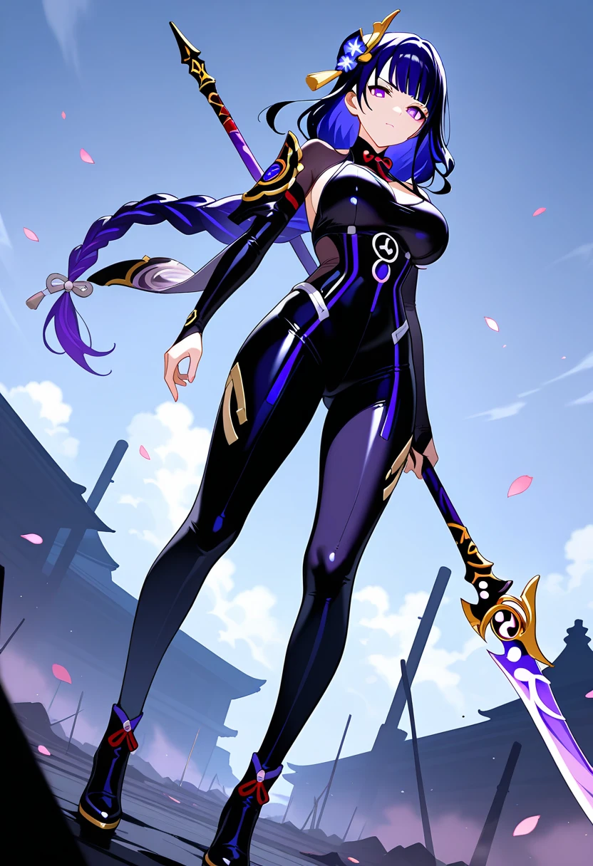 masterpiece, (detailed, highres, best quality), 1girl, <lora:spunibEltnum-09:1> eltnumdef, hair ribbon, backless outfit, dress, gloves, sideboob