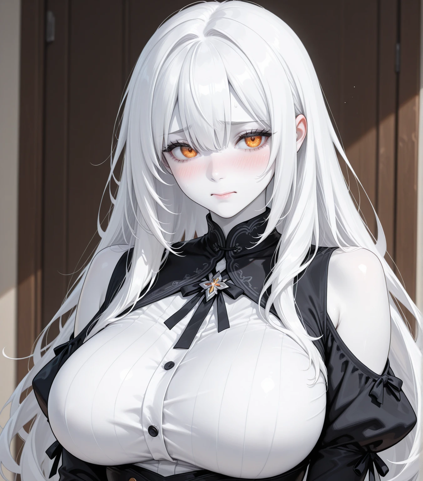 ((high detailed, best quality, 4k, masterpiece, hd:1.3)), ((best quality)), (((HD))), (((8k))), (ultraDH), (ultra HD), Snowy Forest background, snowflake pattern, red eyes, BREAK red eyes, seductive, attractive, smooth anime cg art, 36C breasts, long legs, vivid colors, detailed digital art, slim body, perfect skin, white hair, long hair, light hair, white hair, BREAK crown, cleavage, 36C cleavage, looking at viewer, BREAK looking at viewer, extremely detailed face, earrings, gem, dark white makeup lips, dark gothic eyeshadows, dark eyeshadows, white eyeshadows, white sexy lips, dark lips, very dark lips, (perfect hands, perfect anatomy), white makeup, white medium lips, white thick lips, detailed fingers, five fingers per hand, 5 fingers, (1 girl), detailed lips, detailed white lips, white painted lips, gothic painted lips, BREAK night, night sky, (breast focus), (arms outstreched:1.2), (from above:1.1), (breasts out:1.3), (off shoulder:1.1), (((bra))), (((boos ghosts super mario))),