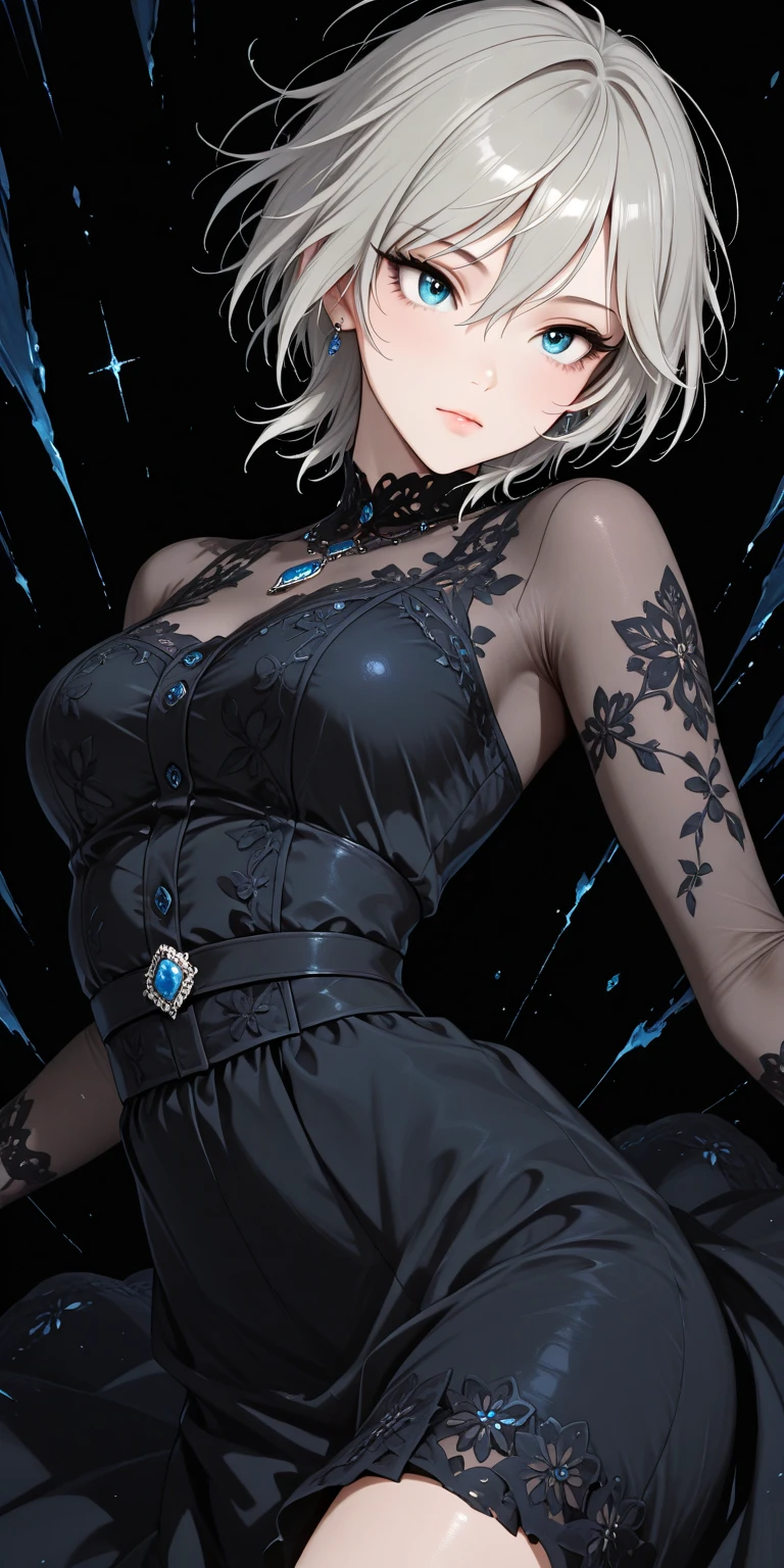 absurdres, RAW photo, extremely delicate and beautiful, masterpiece, Best Quality, ultra high resolution, 32k, hyperrealistic, ultra-detailed, detailed description, pale skin, 20 years old, delicate facial features, detailed beautiful face and eyes, tearful mole, earring, Colossal tits, short medium hair, wavy hair, full body shot, sailor uniform,