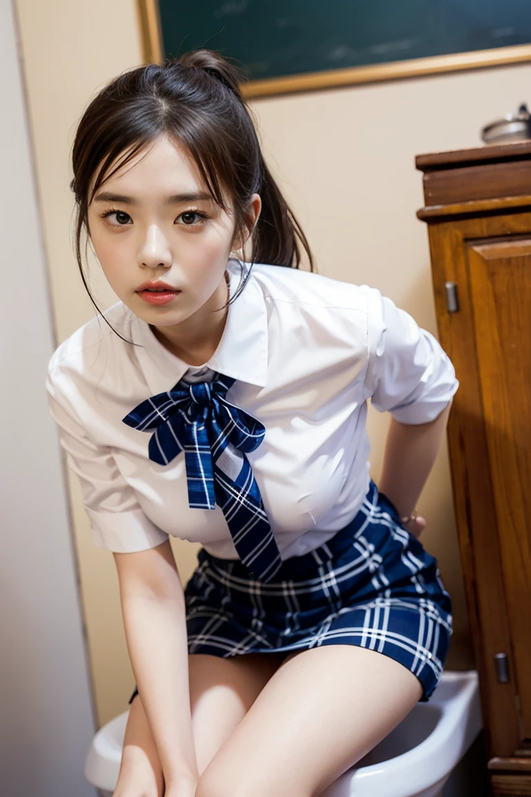 ((Japanese commuter train:1.3)、A woman sitting with her legs apart on a train seat:1.5、Office lady commuting on the Yamanote Line、(Wear glasses:1.4、(Over the knee socks:1.44、Absolute area)、Accurate panty depiction、((White blouse、Navy blue tight skirt:1.5)、(Realistic、Like a photograph、Live Action、8k, Realistic, RAW Photos, Best image quality: 1.4), Single-lens reflex camera、RAW Photos, Highest quality, Realistic, Highly detailed CG Unity 8k wallpaper, Written boundary depth, Cinematic Light, Lens flare, Ray Tracing, Realistic background、((Ultra-Dense Skin))、 23-year-old woman、Cute Japan OL、(whole body:1.5)、Very detailedな顔，avert your eyes:1.1、(Long Hair:1.2、I like that style、stylish、Very detailed、Pay attention to the details、Perfect outfit、(Sunburned skin)、Front view、Accurate hands、Accurate legs、Detailed hands and fingers、Anatomically correct body、Thin legs、Thin thighs、Large Breasts、Very detailedな顔