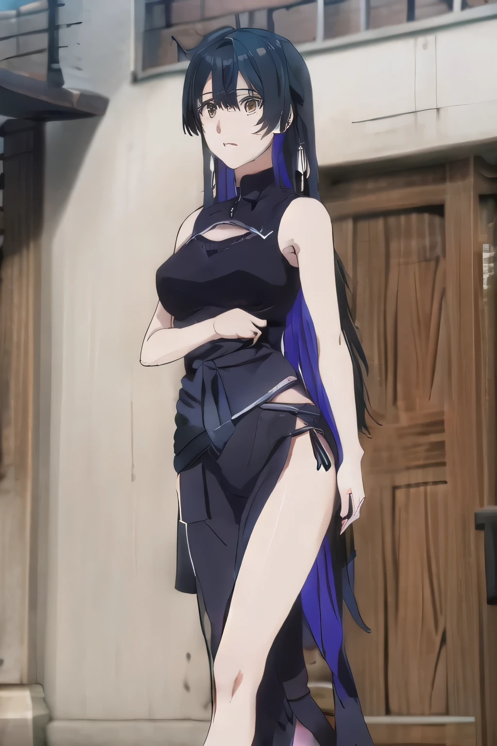 1个Giant Breast Girl, cabelos preto e longos,trabalhado, Arrogant, Sateen, transparent pubic hair, (tmasterpiece, Best quality at best), softlighting, cinematic compositions, 电影灯光,combats,GameCG