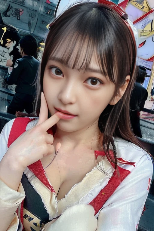 1girl in, open open mouth, 超A high resolution, Photorealistic, Best quality, 8K resolution, masutepiece, ((closeup of face)), (ahegao), Kneeling, Oh face, Open your mouth wide,Smile,???????, Face up, Shoot from above, (A white liquid drips from the mouth), Ecstatic look, There is a large amount of white liquid in the mouth,,,,,, Sweat on the chest,Wet chest,,Moisten the tongue, NSFW, roll eyes, Eyes up, Zerotwo,Black color hair,fully body photo,exposing her chest,cleavage,huge tit,Childlike face,revealing breasts,revealing breasts,revealing breasts