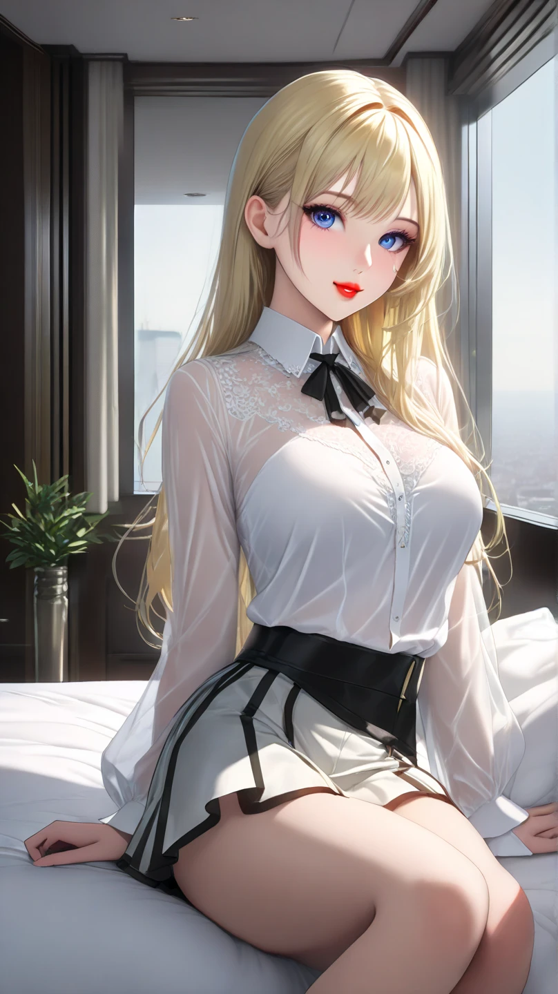 (masutepiece, Best Quality:1.2), Cowboy Shot, Solo, 1girl in, Valentine's Day in May, embarassed expression、 Looking at Viewer, ((White blouses)), ((pantyhose))、(Shower room)、(whole body Dripping wet)、((pencil skirts))、(Underwear is see-through)、(Black underwear)、Kneeling、(opening legs)